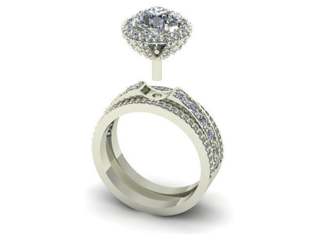 Engagement Ring Many Round Diamonds On It 3D model_4