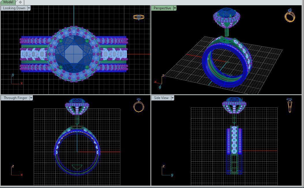 Engagement Ring Many Round Diamonds On It 3D model_7