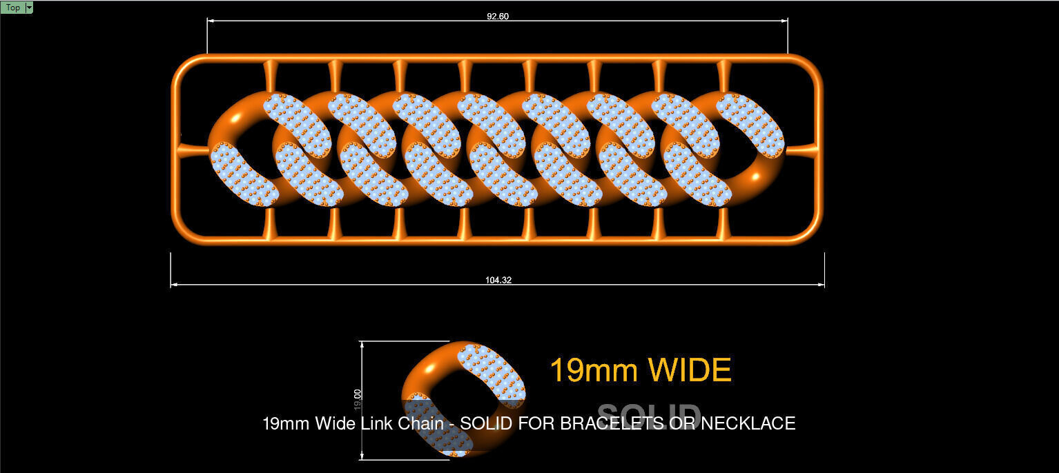 4 Sizes Wide Link Chain - SOLID FOR BRACELETS OR NECKLACE 3D Model Collection_2