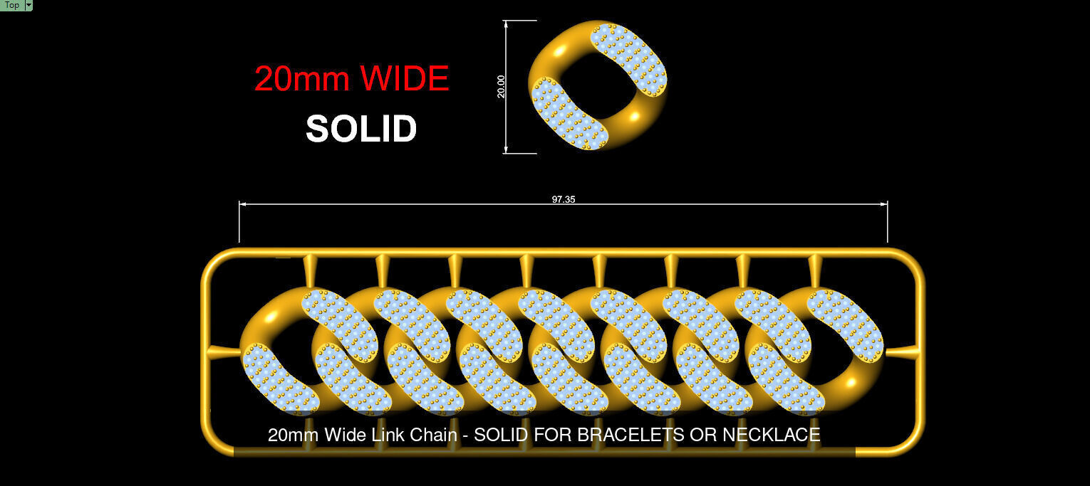 4 Sizes Wide Link Chain - SOLID FOR BRACELETS OR NECKLACE 3D Model Collection_1