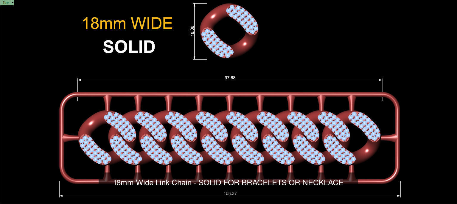 4 Sizes Wide Link Chain - SOLID FOR BRACELETS OR NECKLACE 3D Model Collection_3