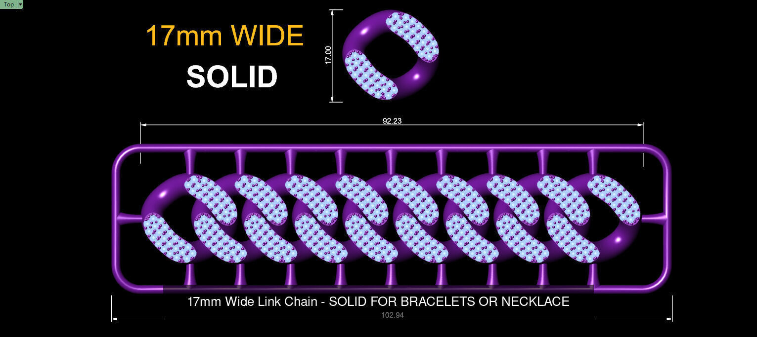 4 Sizes Wide Link Chain - SOLID FOR BRACELETS OR NECKLACE 3D Model Collection_4