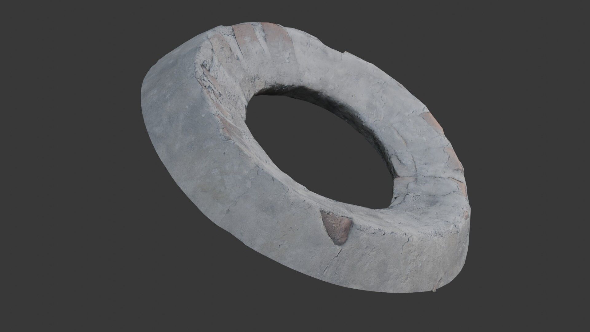 Concrete Circular Base Scan Low-poly 3D model_4