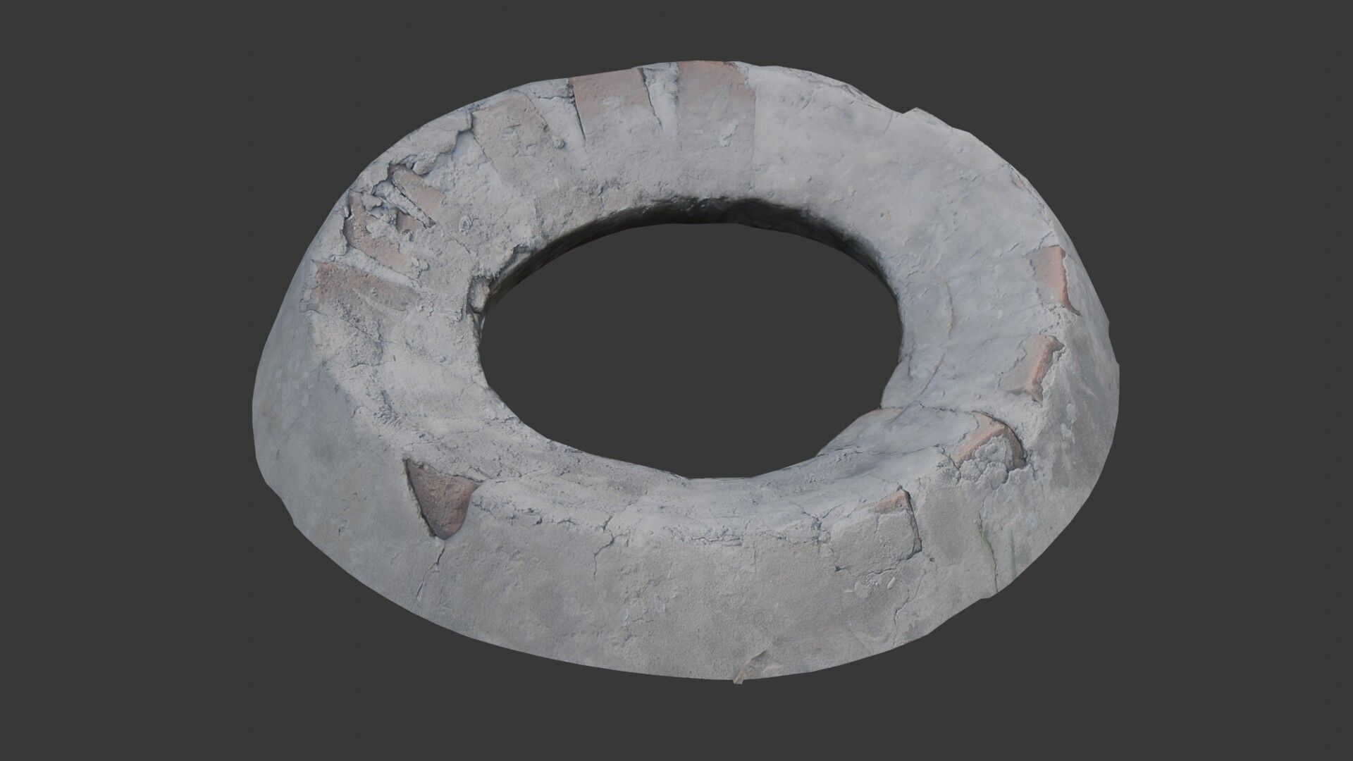 Concrete Circular Base Scan Low-poly 3D model_1