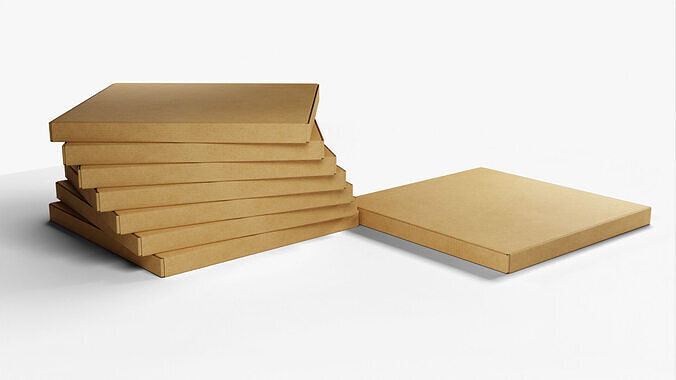 10 inch Kraft Paper Pizza Box 3D model 7