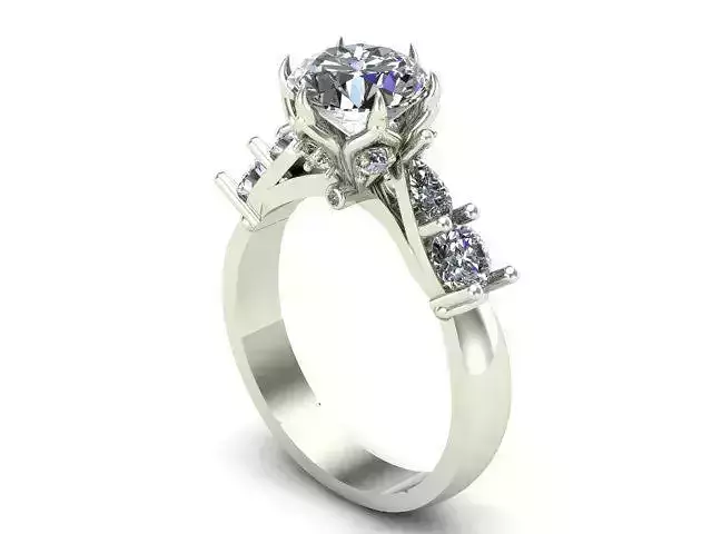 Engagement Ring With Shape Of Pear-Round-Oval Diamonds On It 