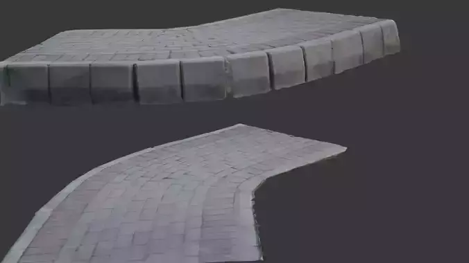 Curved Concrete Sidewalk with Brick Pavers 