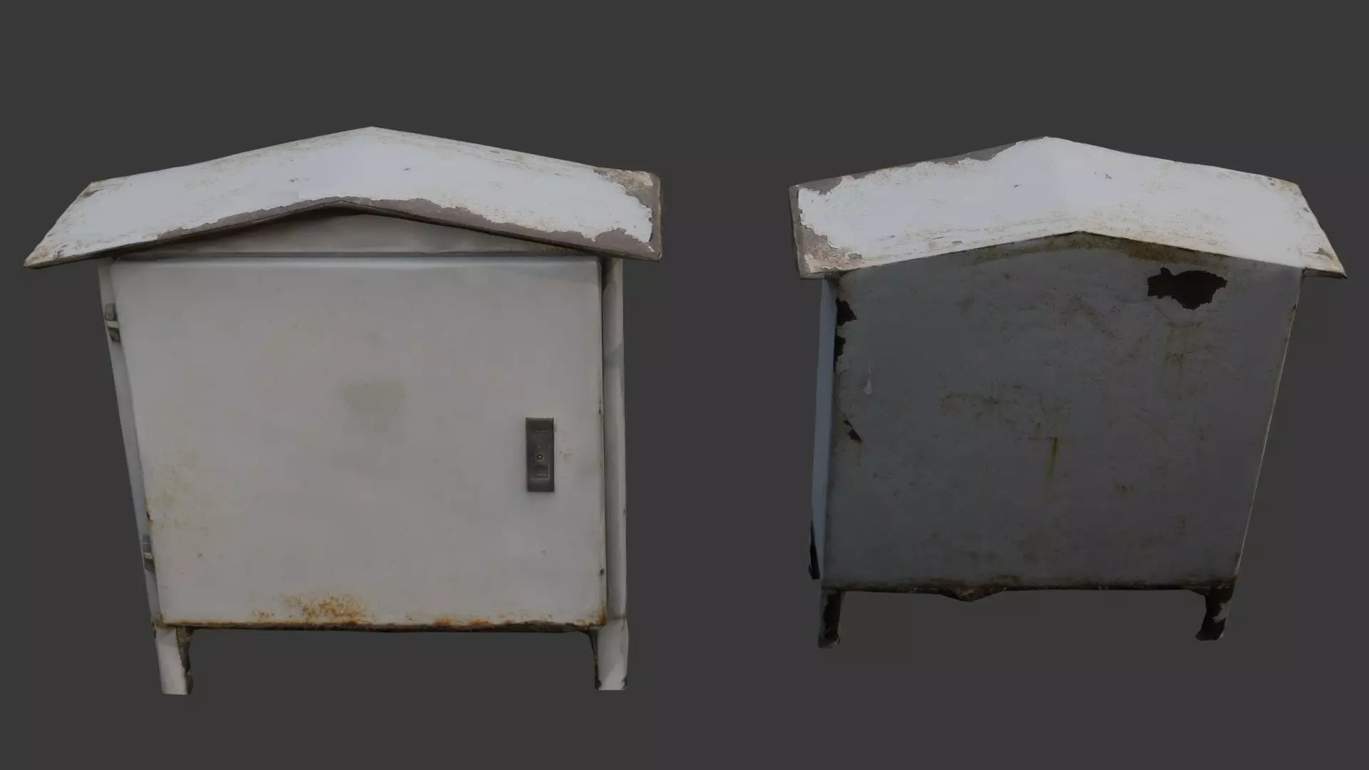 Rusty Outdoor Electrical Box Low-poly 3D model_0