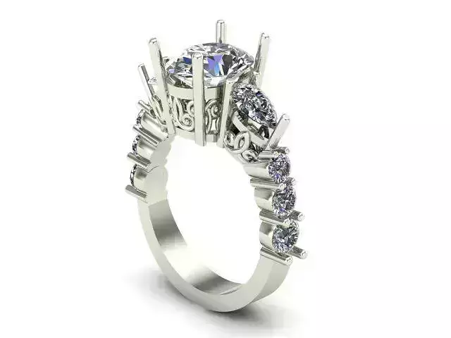 Engagement Ring With Oval-Pear and Round Diamond 