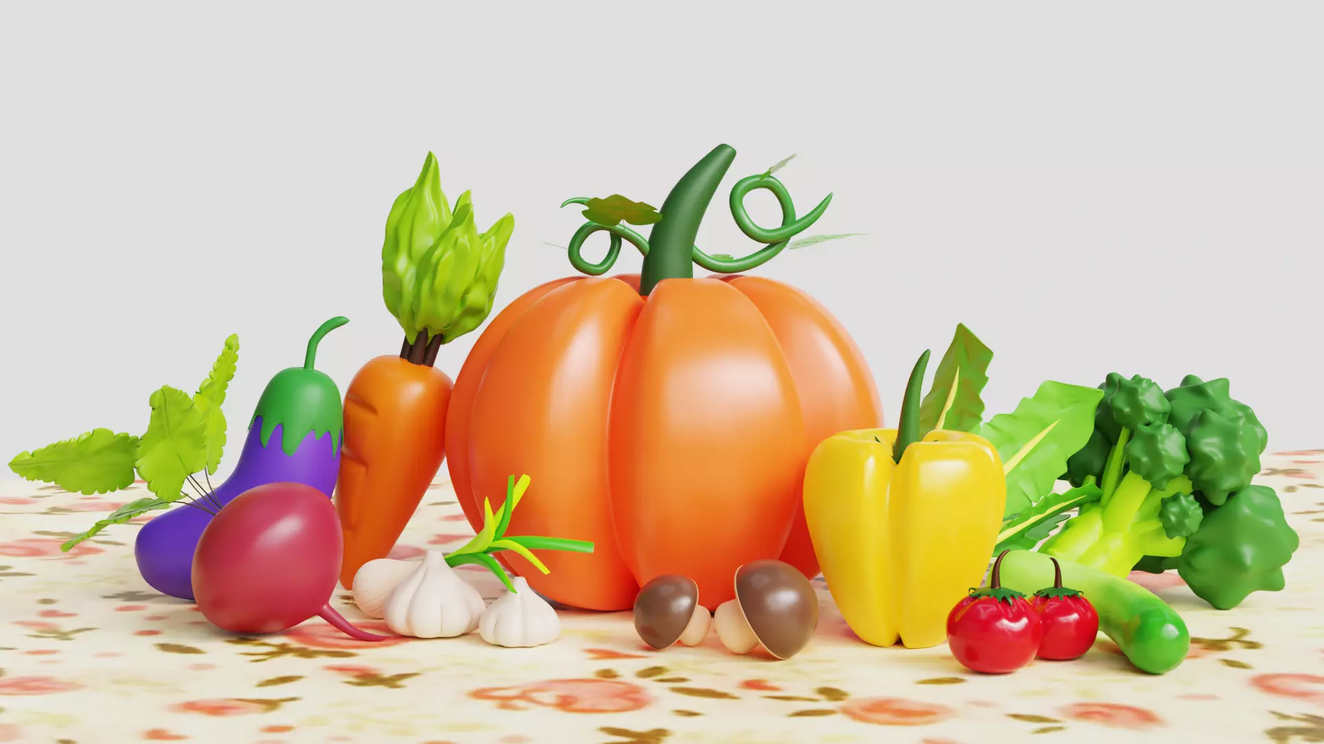 Colorful Mixed Vegetables Low-poly 3D model