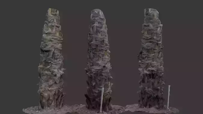 Palm Tree Trunk with Fiber Mesh 