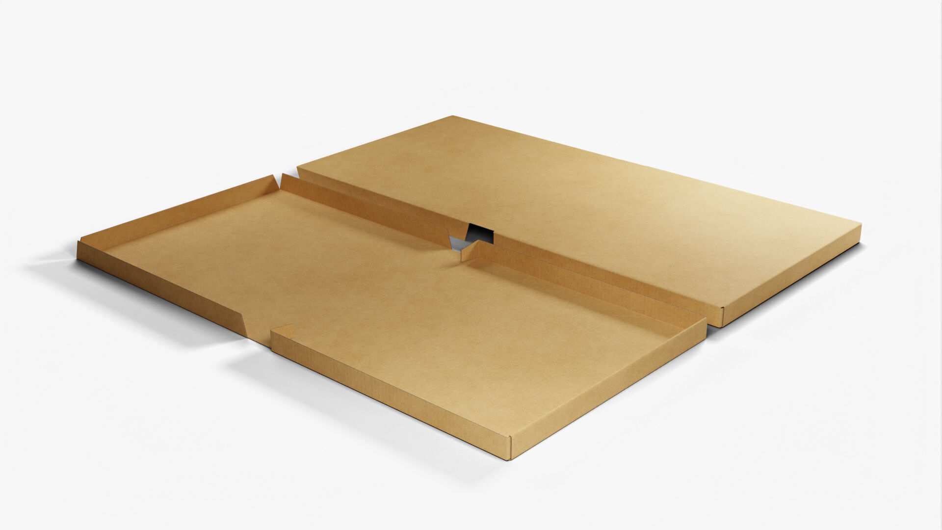 10 inch Kraft Paper Full Open Pizza Box 3D model_7