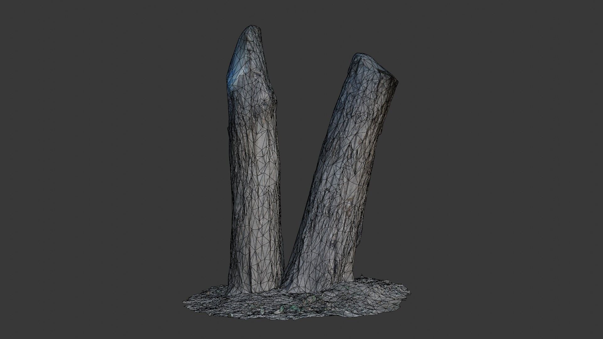 Tree Trunks with Bark Texture Low-poly 3D model_2