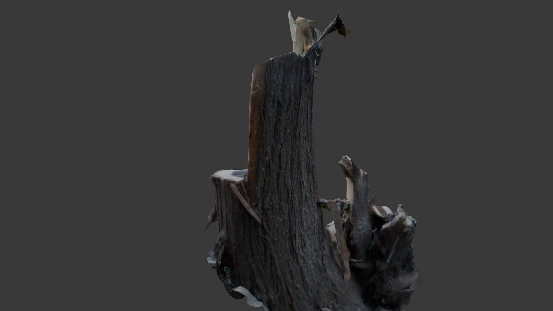 Tree Stump with Broken Branches Low-poly 3D model_7