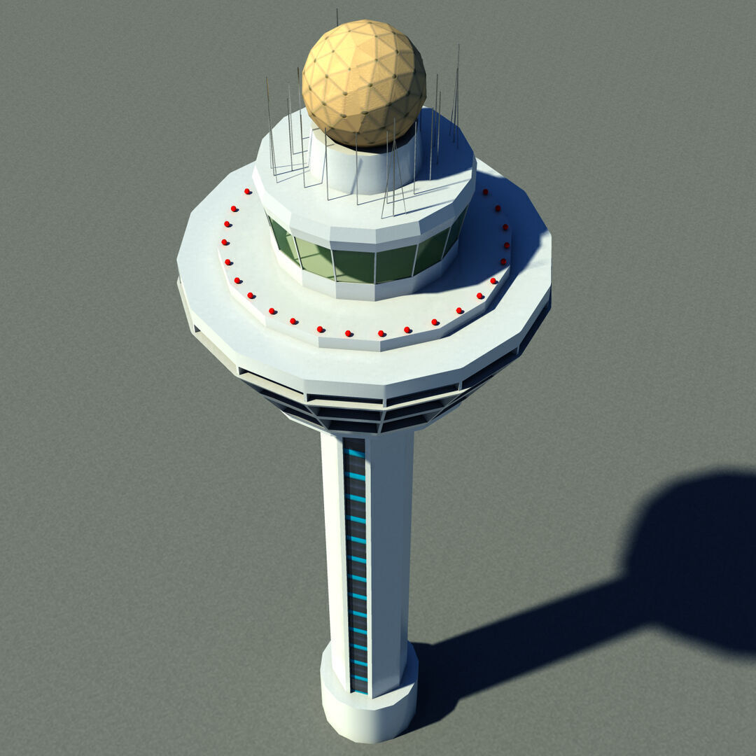 control tower Low-poly 3D model_2