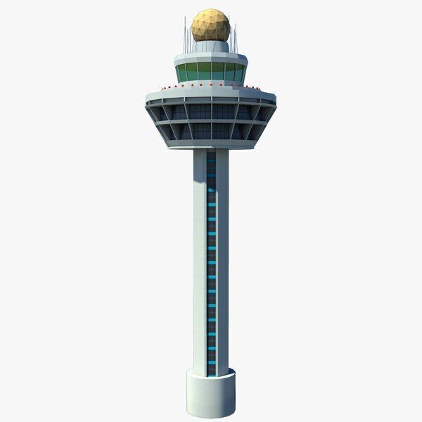 control tower Low-poly 3D model_1
