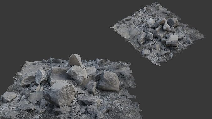 Realistic Rubble Rock Pile Low-poly 3D model