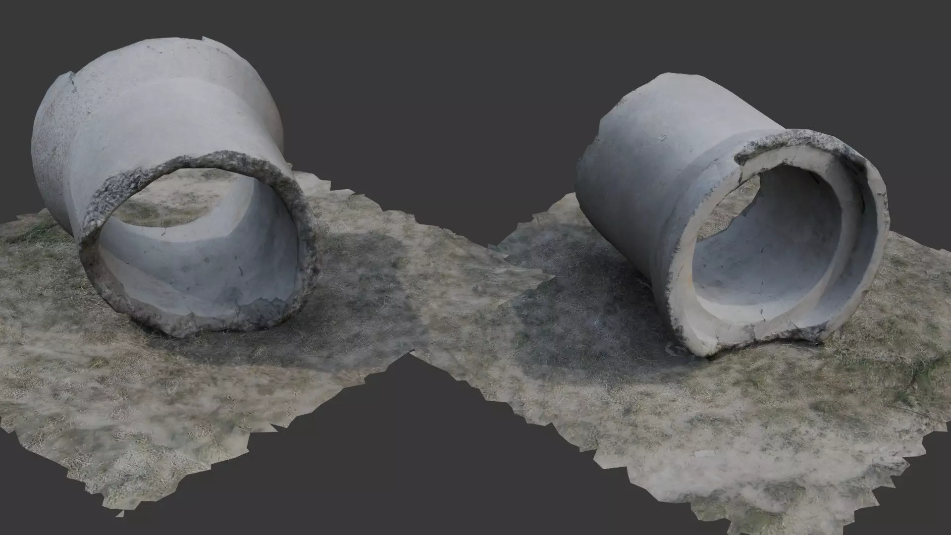 Broken Concrete Pipes Low-poly 3D model_0