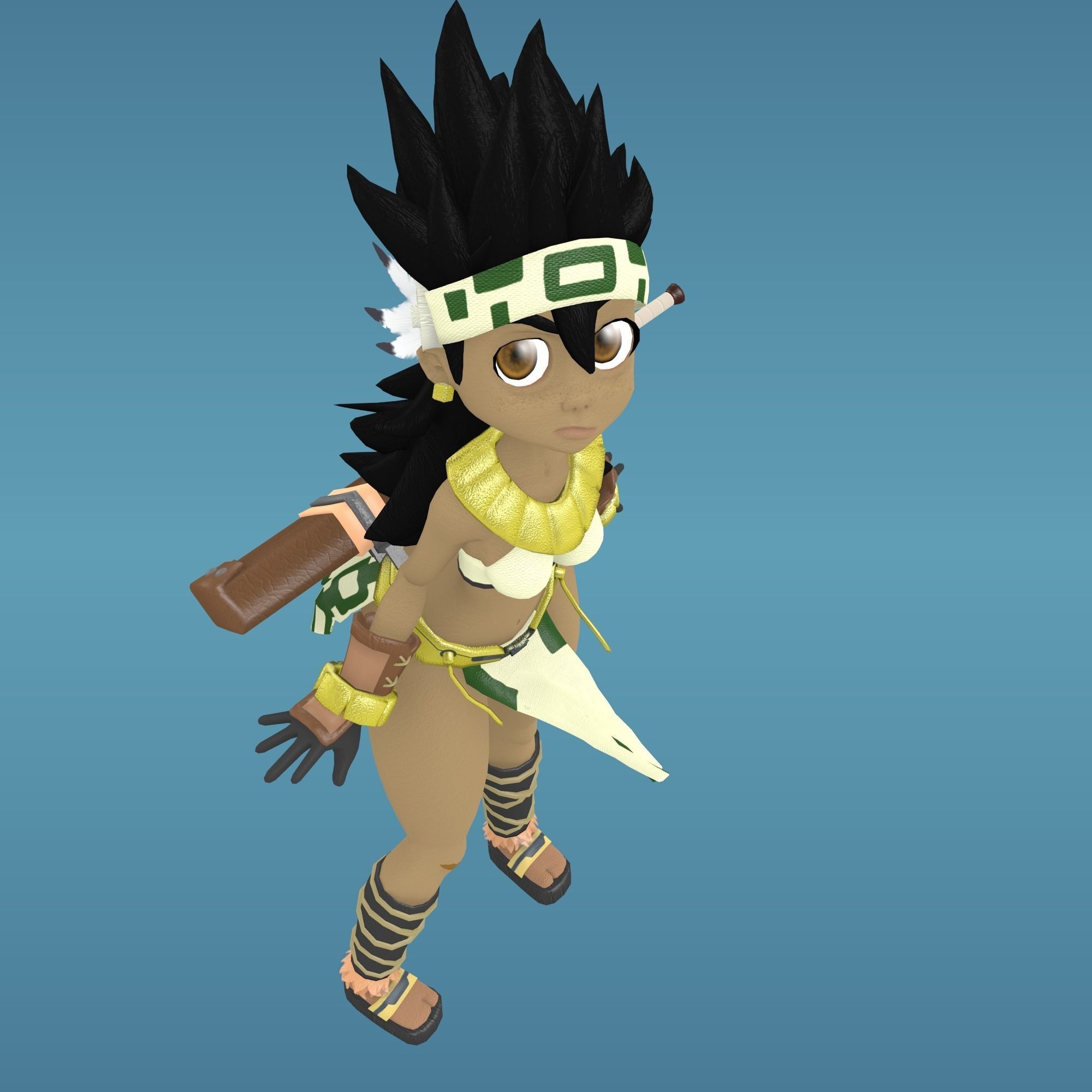 Amazon 3D Cartoon Character Rigged Low-poly 3D model