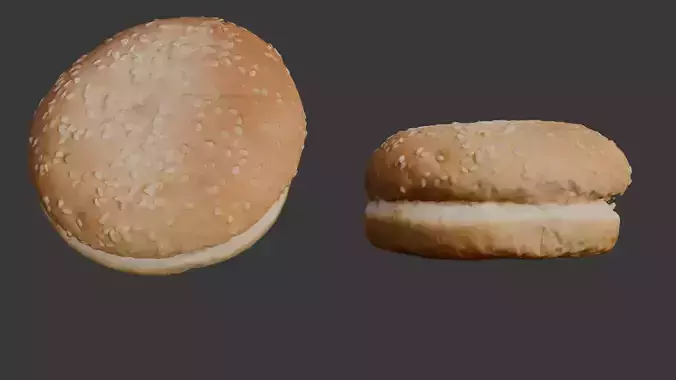 Sesame Seed Burger Bun 3D Model  Low-poly 3D model
