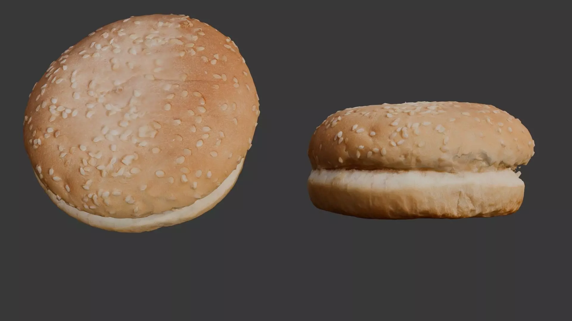 Sesame Seed Burger Bun 3D Model Low-poly 3D model