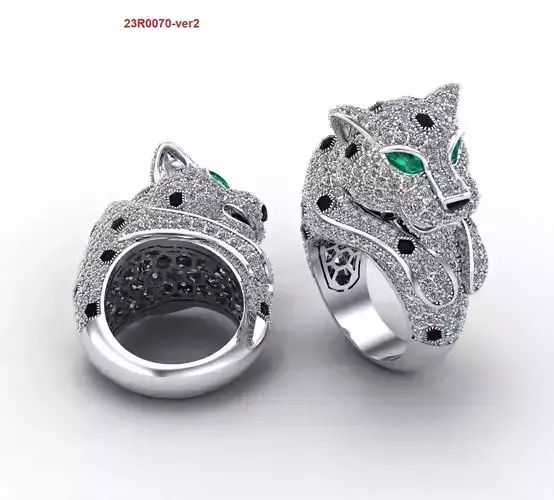 Diamond mix onyx panther ring 