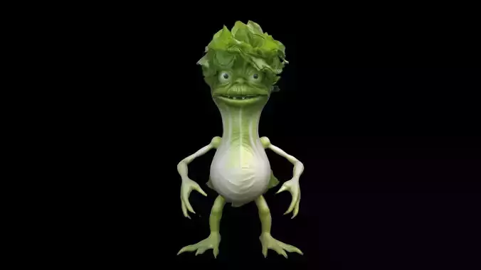 3d Model Cute Lettuce Monster For Halloween Party