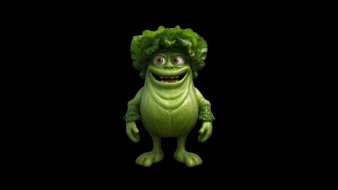 3d Model Cute Lettuce Monster For Halloween Party 3D model