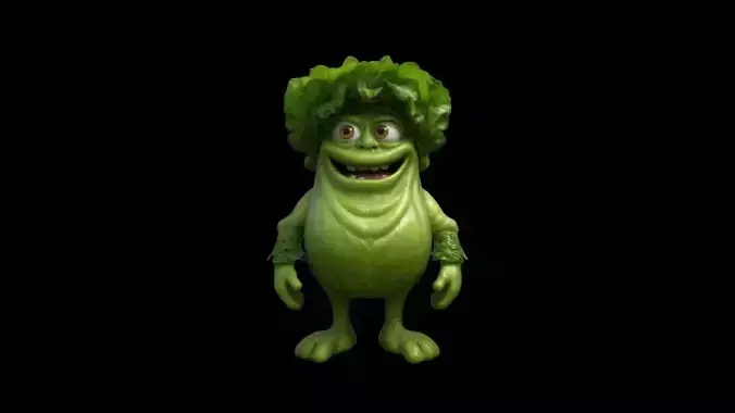 3d Model Cute Lettuce Monster For Halloween Party
