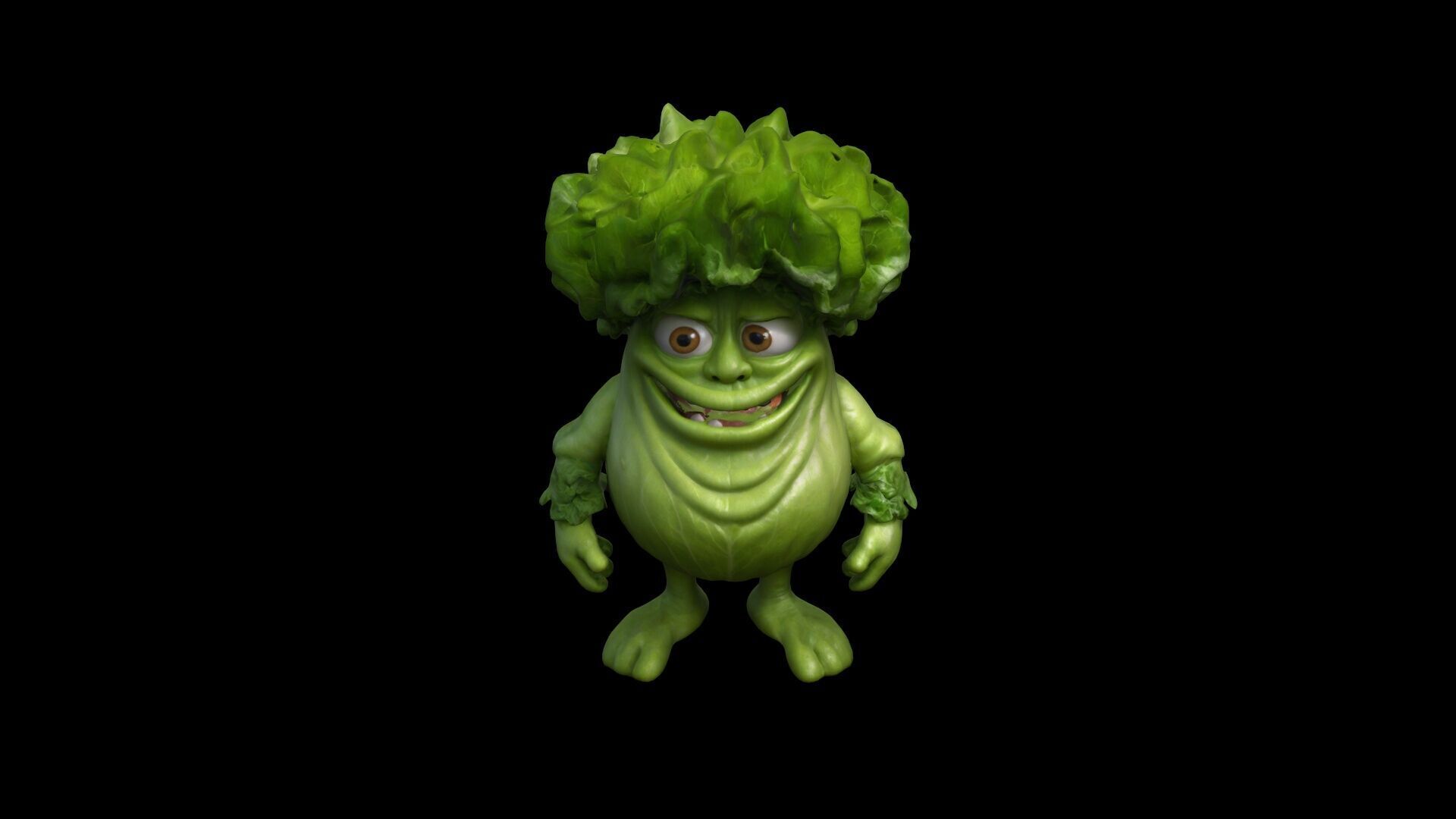 3d Model Cute Lettuce Monster For Halloween Party 3D model_3