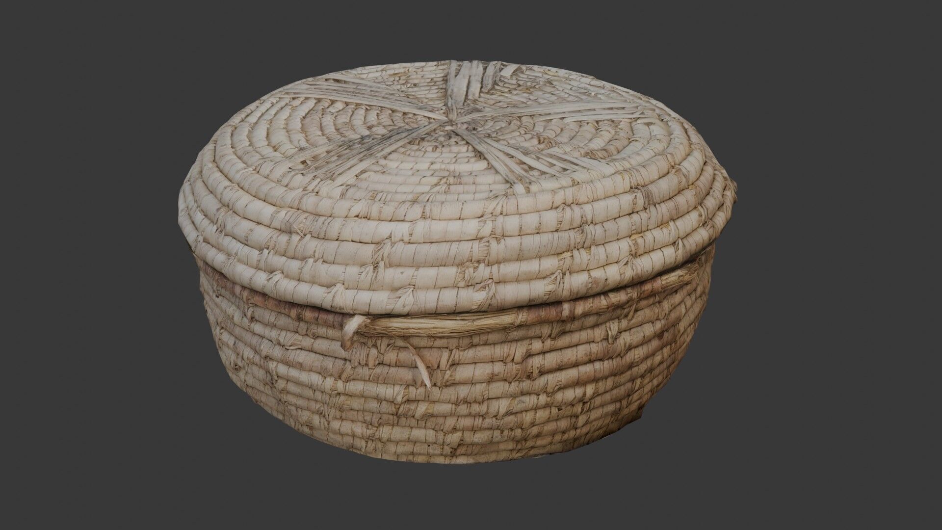 Woven Basket with Lid 3D Model Low-poly 3D model_1