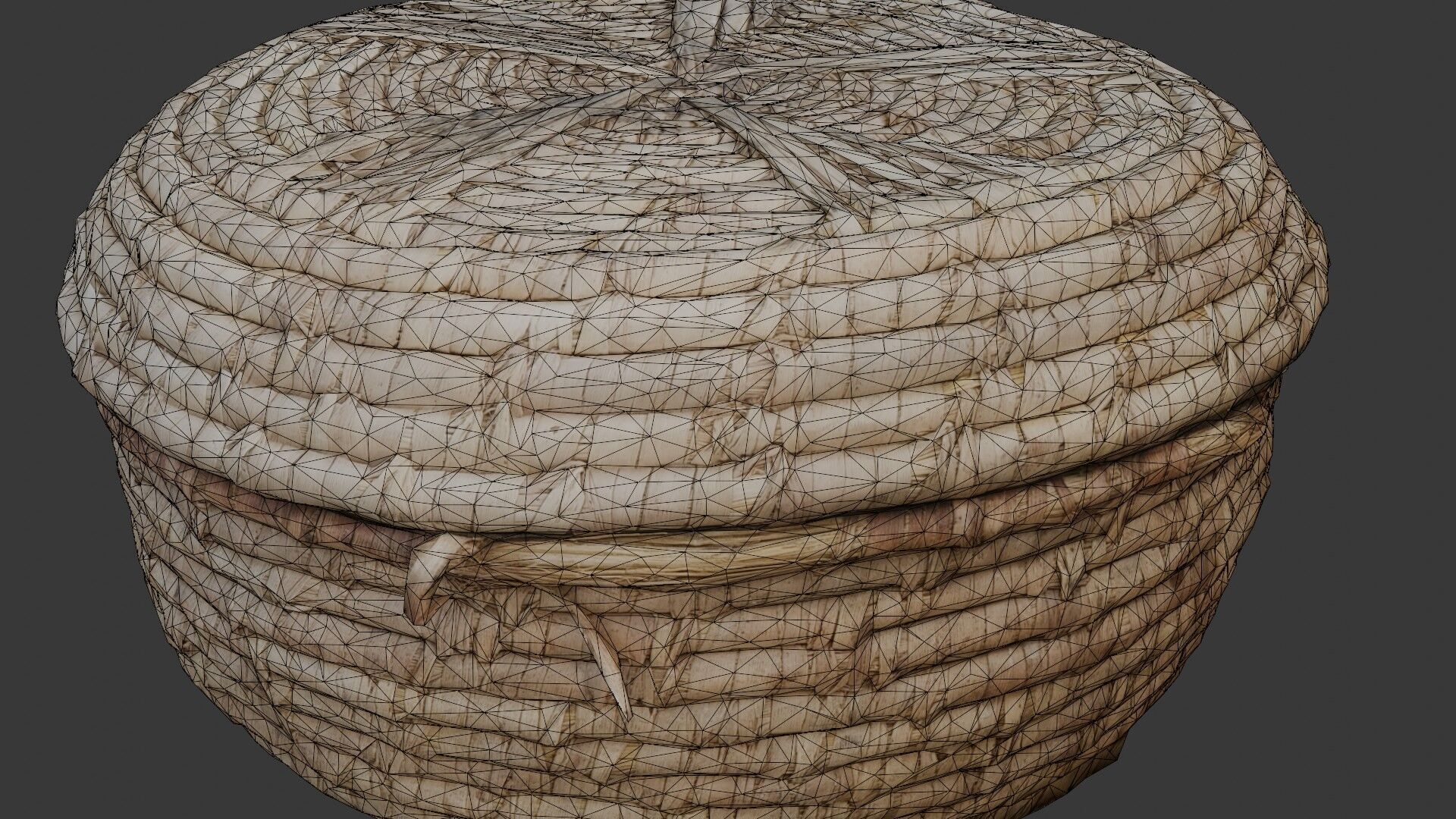 Woven Basket with Lid 3D Model Low-poly 3D model_2