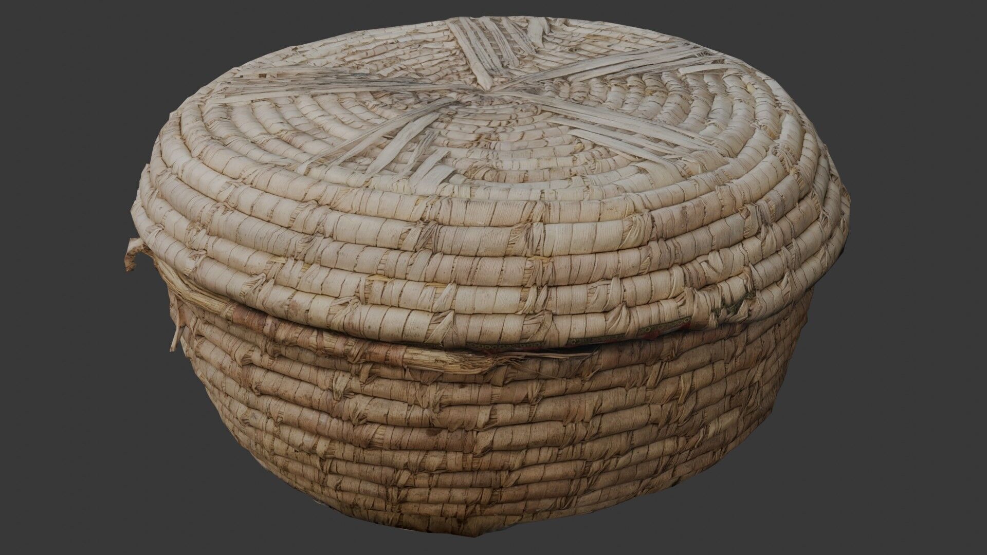 Woven Basket with Lid 3D Model Low-poly 3D model_4