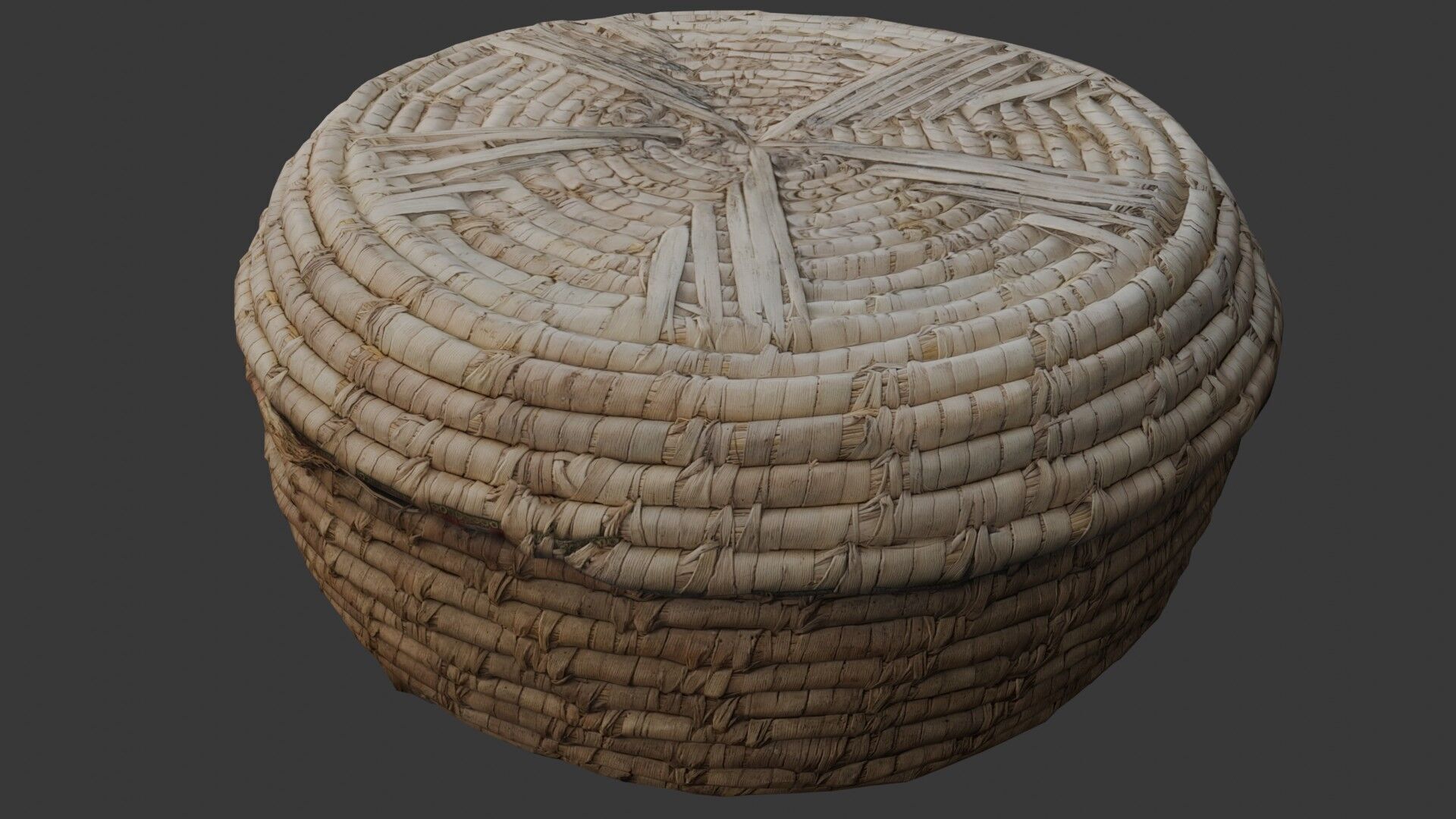 Woven Basket with Lid 3D Model Low-poly 3D model_5