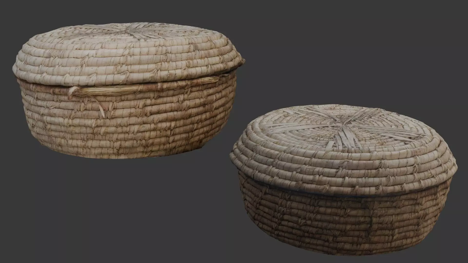 Woven Basket with Lid 3D Model Low-poly 3D model_0