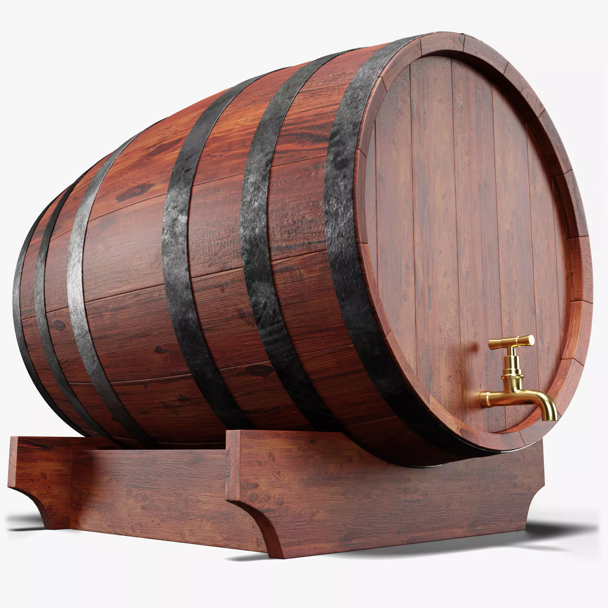 Wooden Barrel 3D model_0