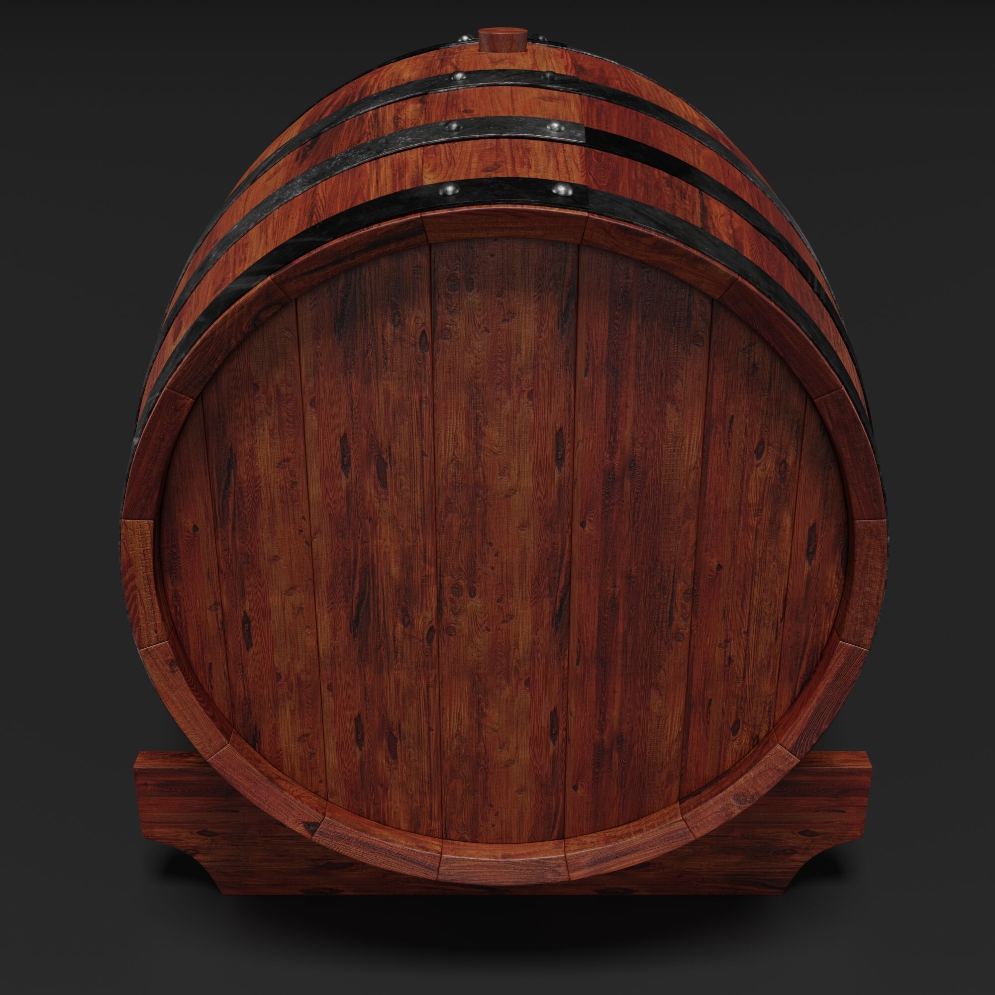 Wooden Barrel 3D model_4