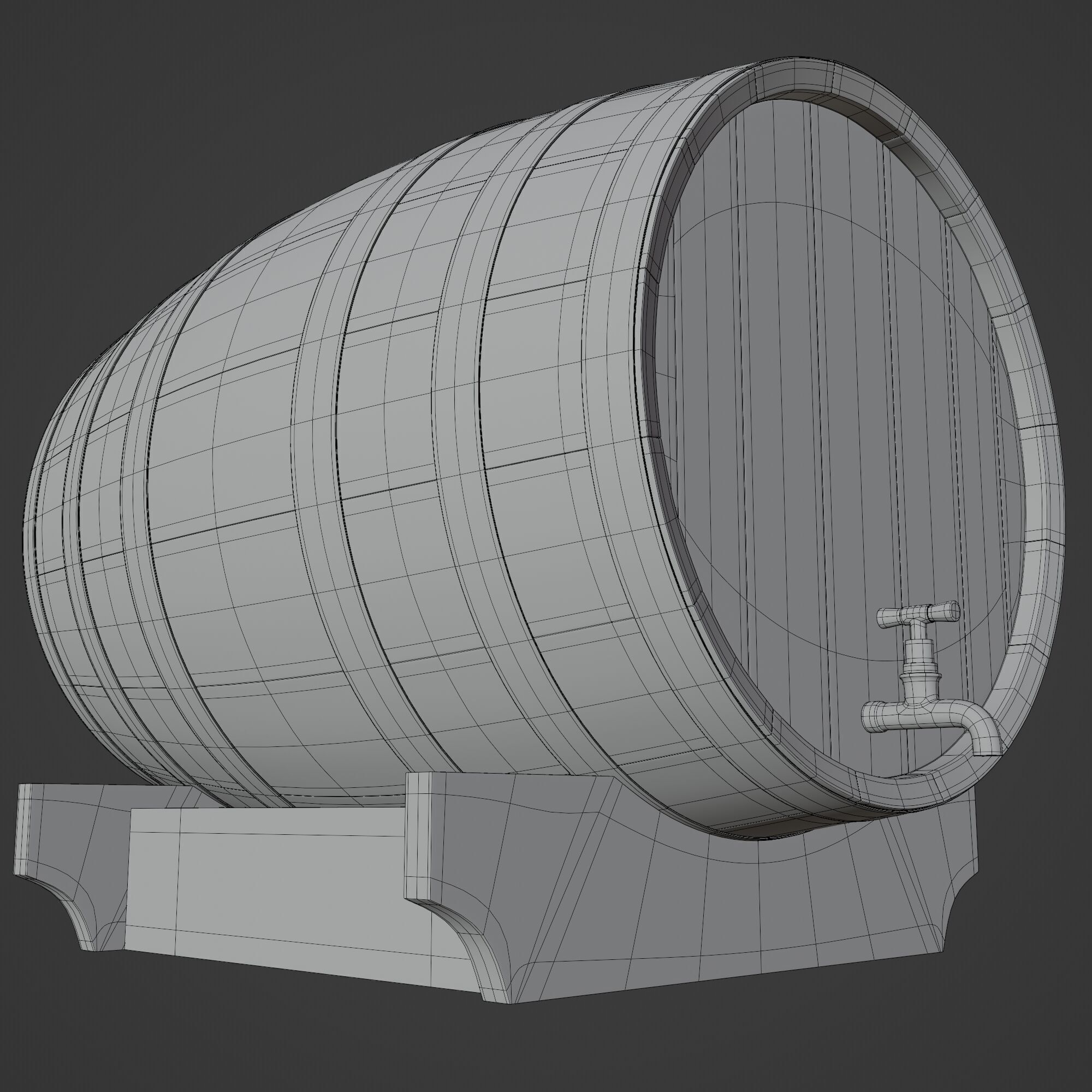 Wooden Barrel 3D model_9