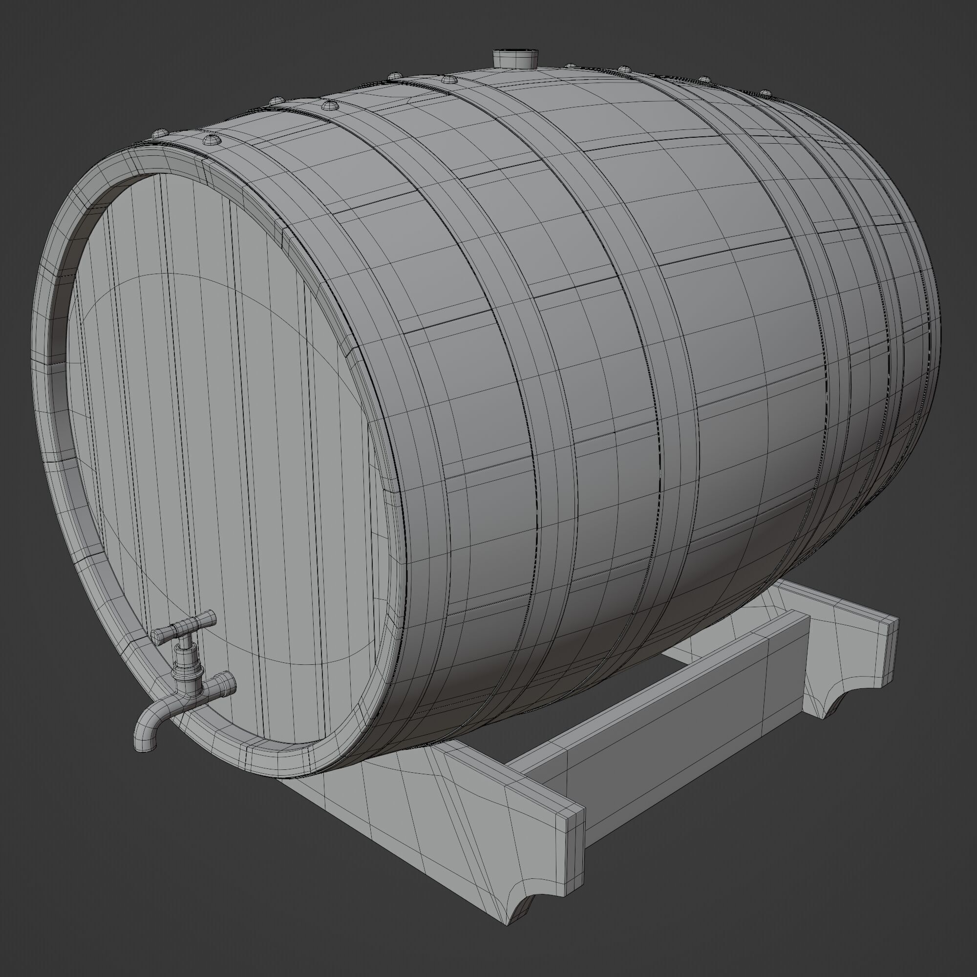 Wooden Barrel 3D model_15