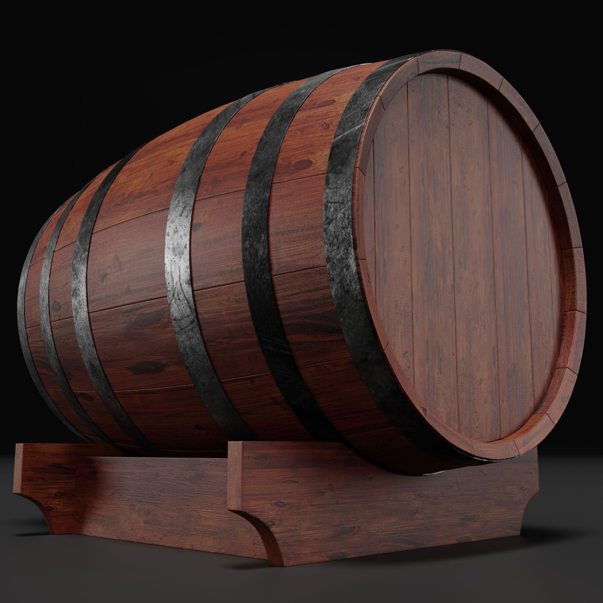Wooden Barrel 3D model_5
