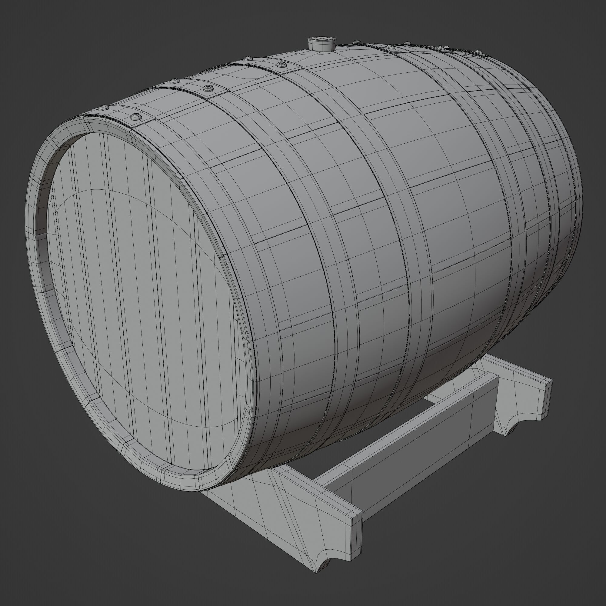 Wooden Barrel 3D model_11