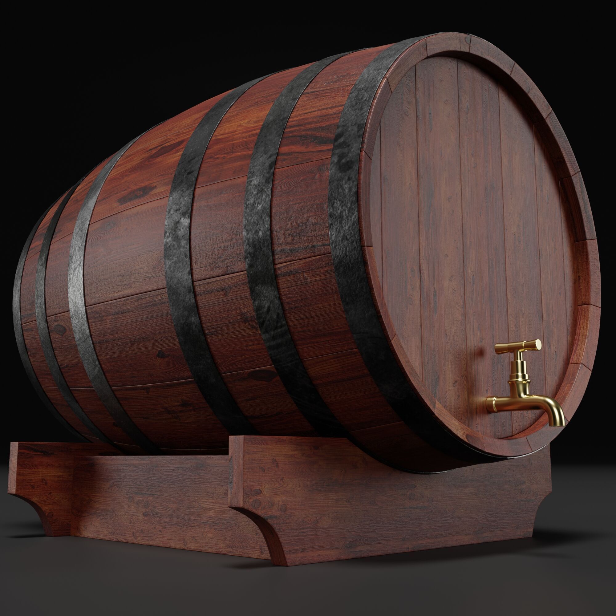 Wooden Barrel 3D model_1