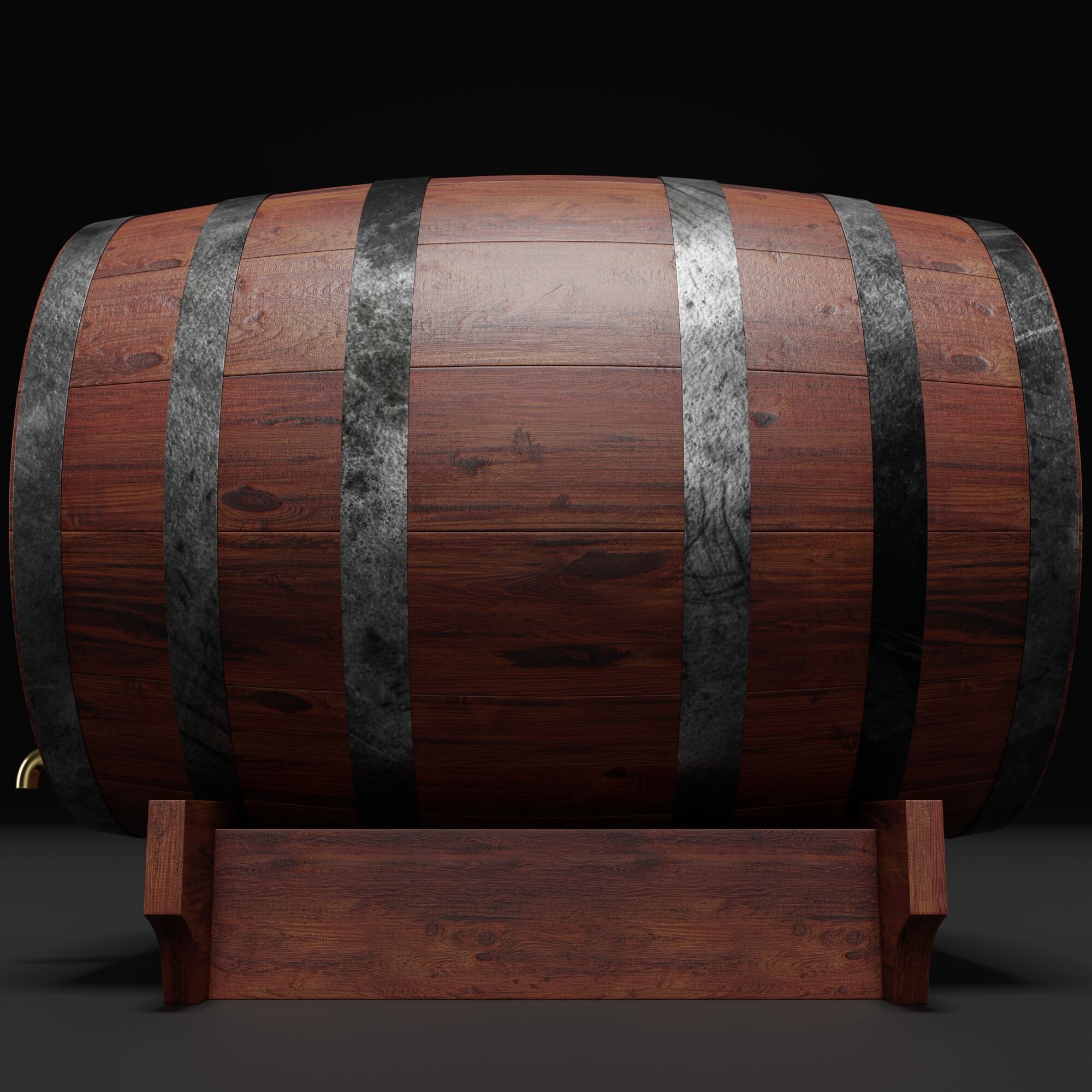 Wooden Barrel 3D model_6