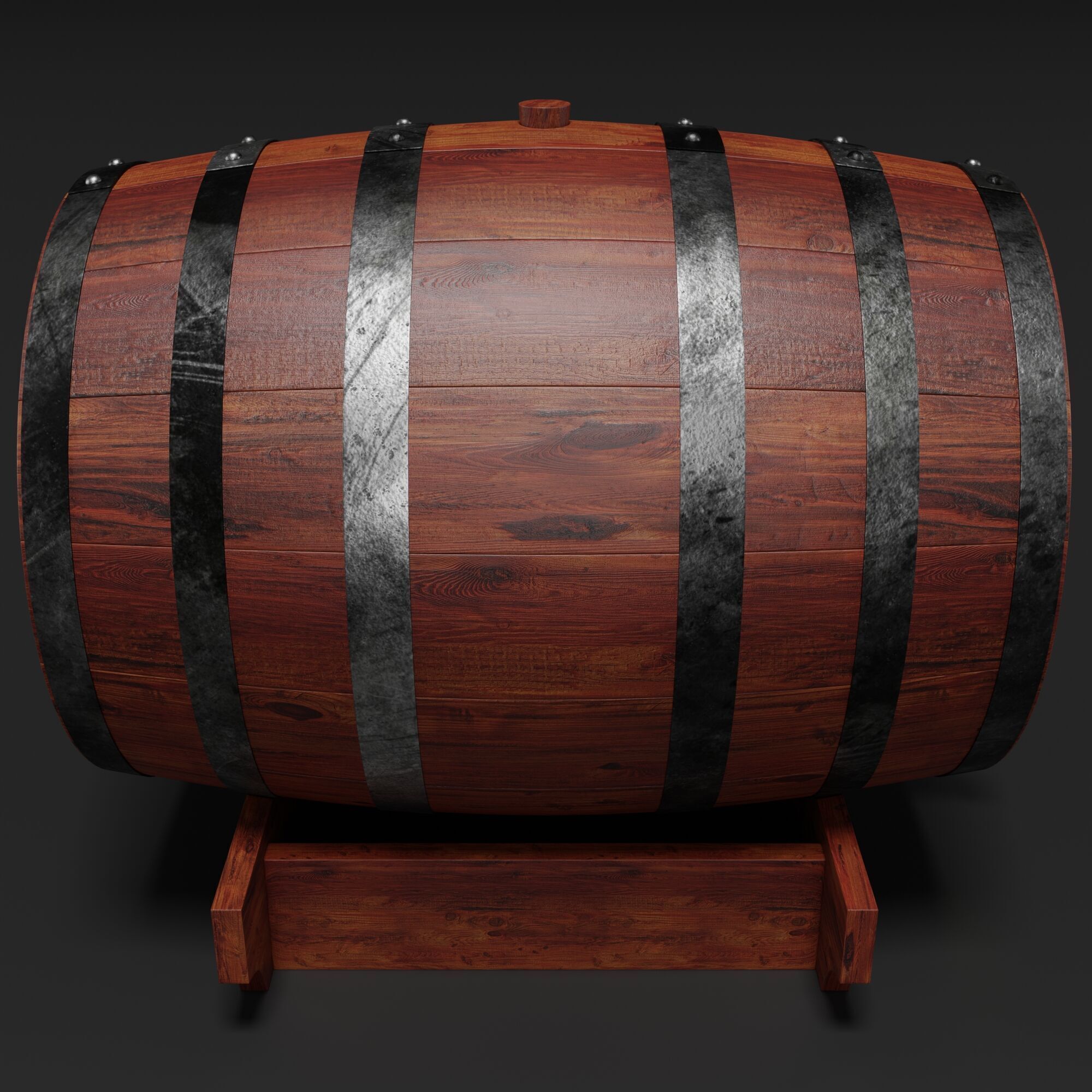 Wooden Barrel 3D model_2
