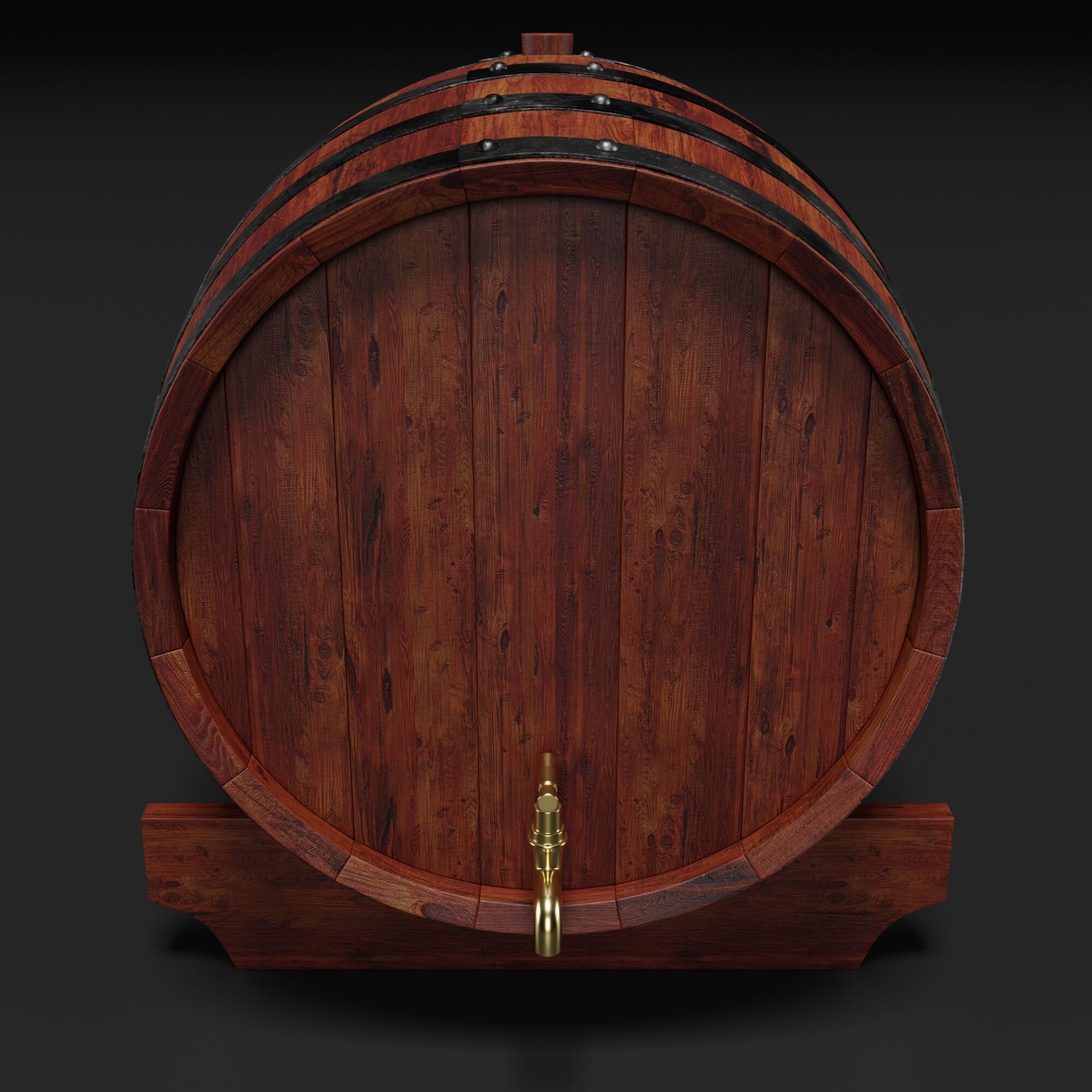 Wooden Barrel 3D model_8