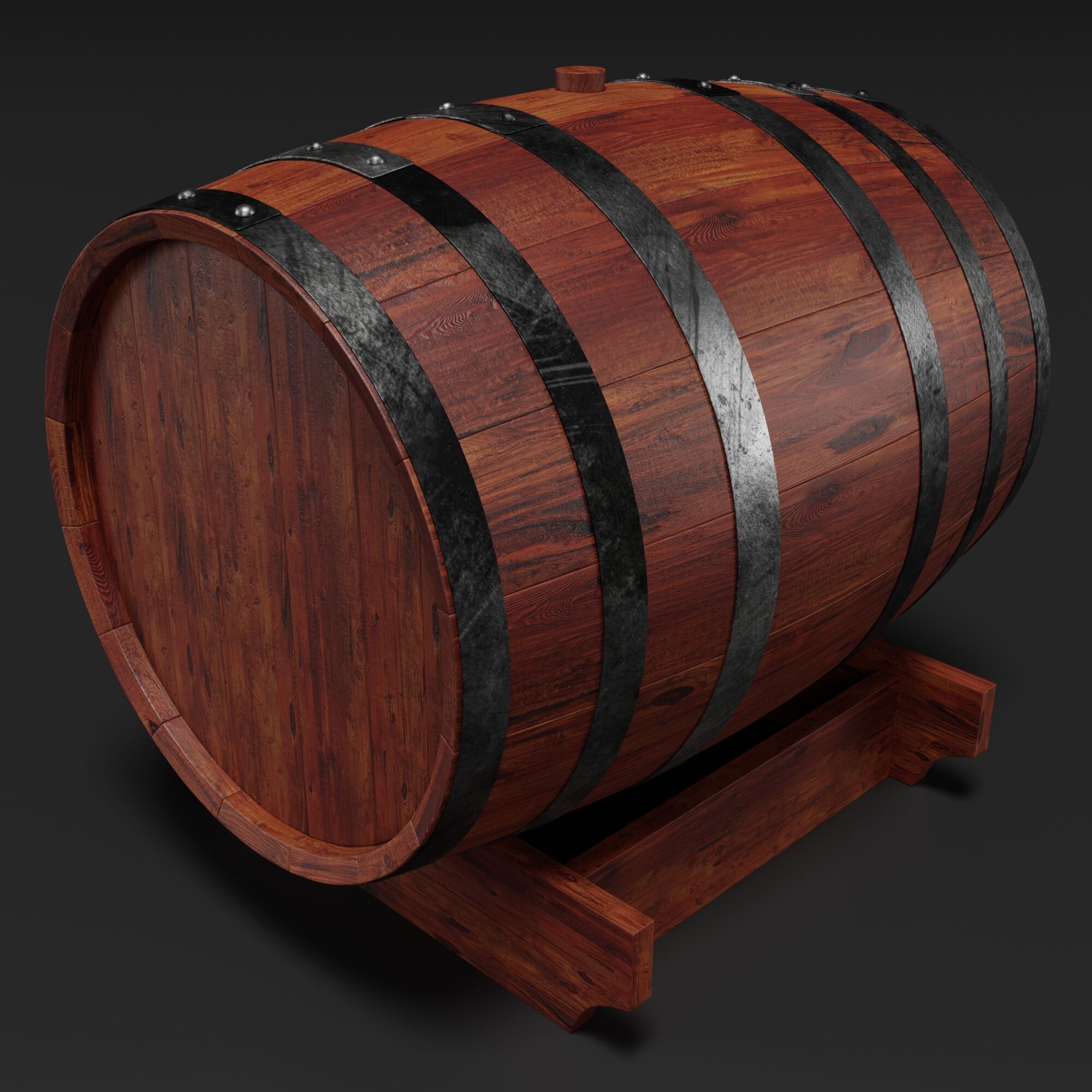 Wooden Barrel 3D model_3