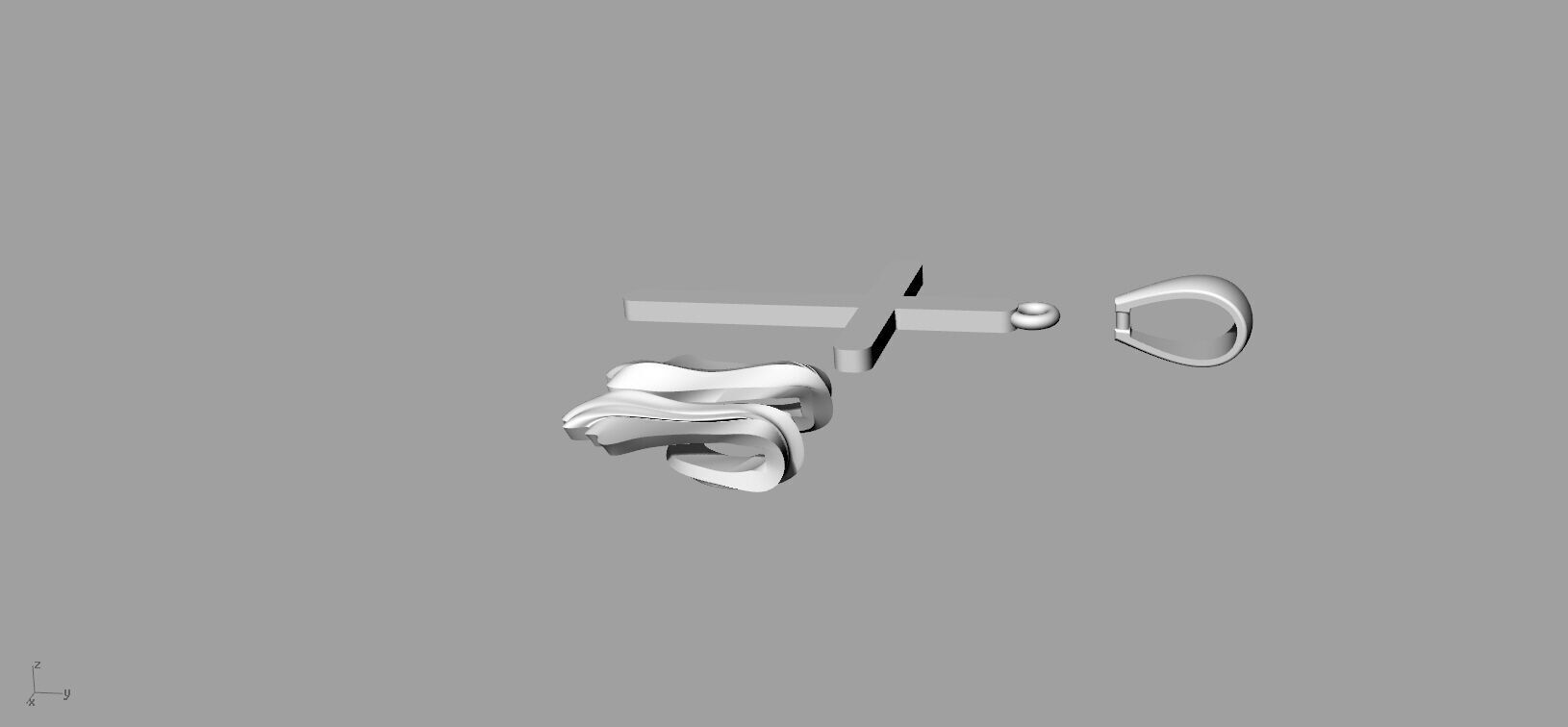 Cross pendant gold 3D print model_5