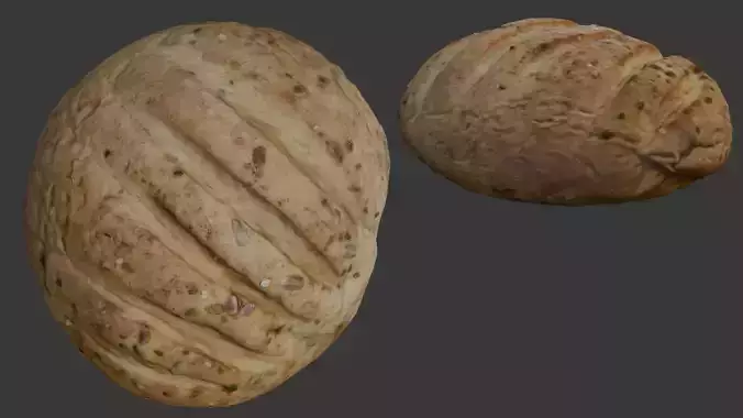 Fresh Artisan Bread Loaf 3D Model Low-poly 3D model