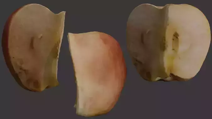 Sliced Rotten Apple 3D Model 