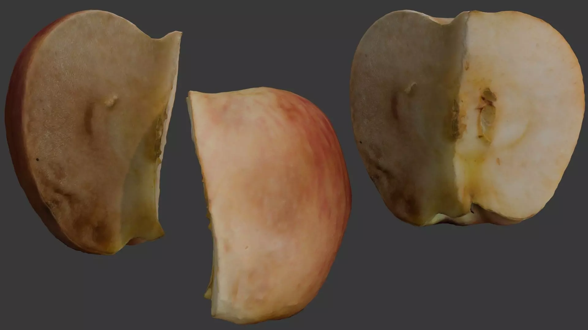 Sliced Rotten Apple 3D Model Low-poly 3D model_0